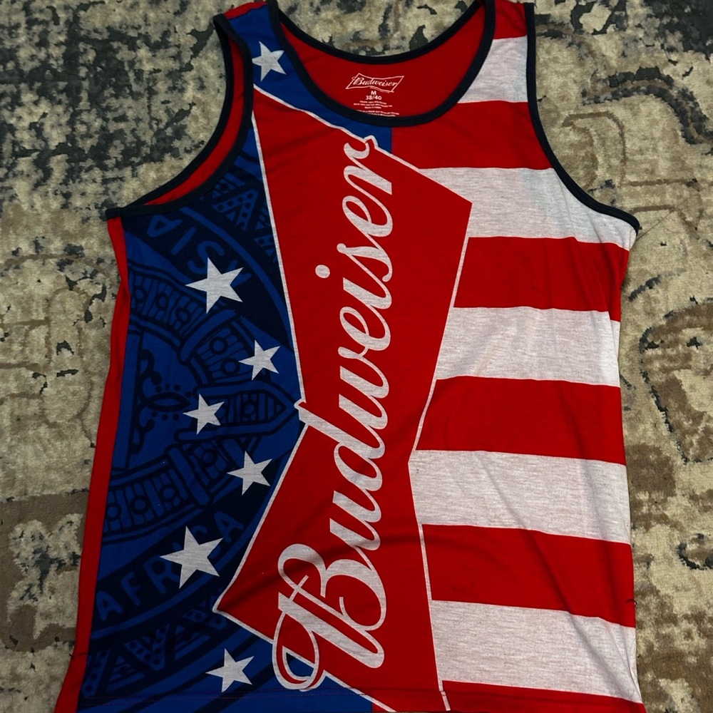 Budweiser Men's Swim Tank - Red, White, Blue